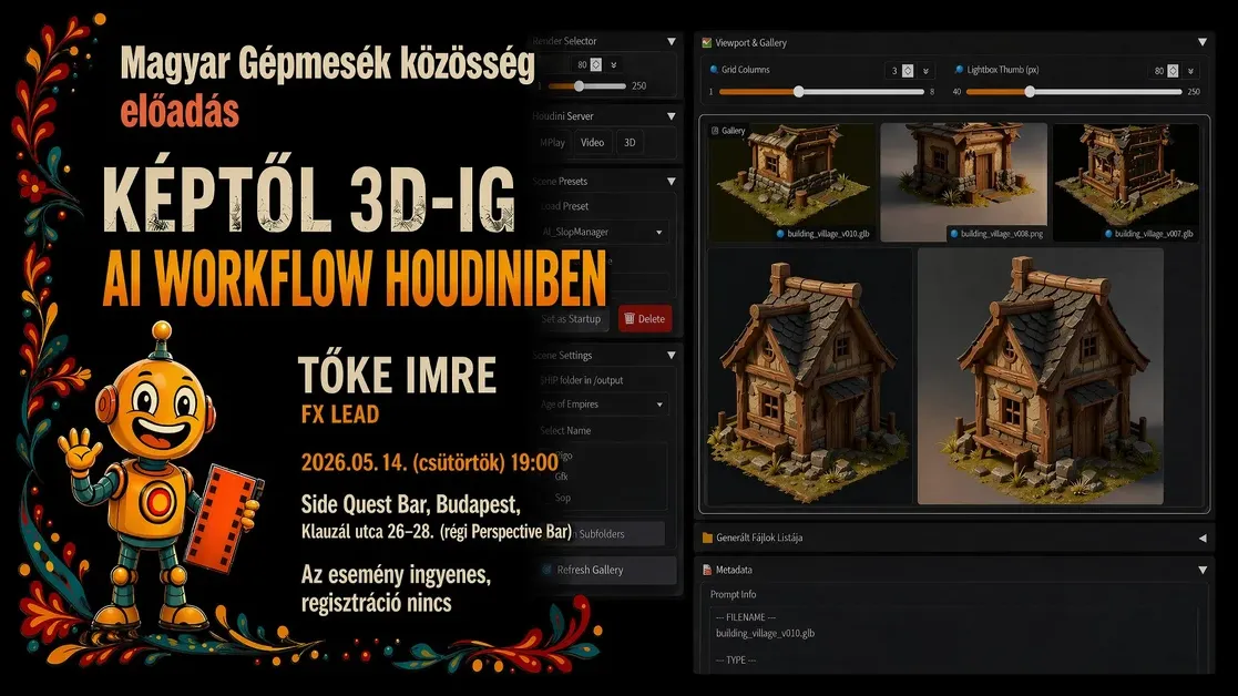 Magyar Gépmesék Találkozó Előadás: Képtől 3D-ig - AI workflow Houdiniben